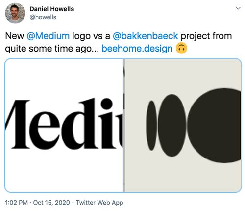 Daniel Howells @howells comparing Medium and Beehome logos.